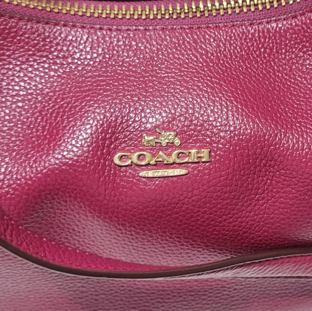 Coach Pebbled Leather Harley Hobo Shoulder Bag in Berry Plum - Picture 5 of 10